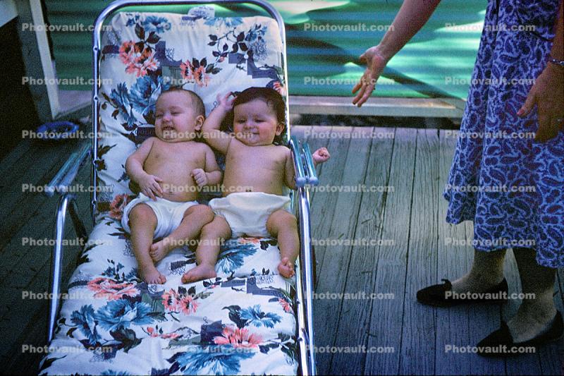 Babies, Baby, infant, twins, boys, 1950s