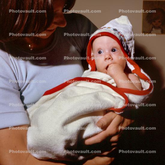 girl, peace, calm, nurture, nurturing, female, newborn, baby, infant, 1960s