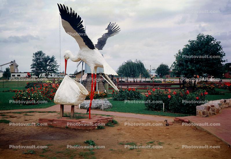 Stork Delivering a Baby, Garden, Park