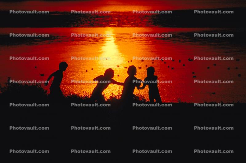 Children Playing, Tiburon Linear Park, Sunset