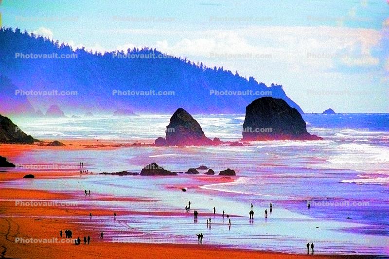 Cannon Beach, Pacific Ocean, sand, landmark rock, psyscape, Haystack Rock