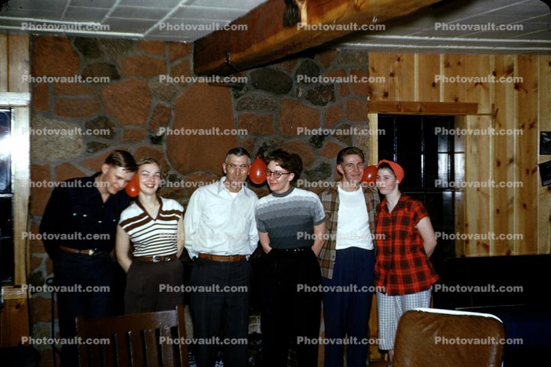 Party, men, women, pajama, 1950s