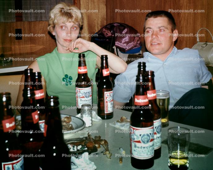 Budweiser Beer, Couple, man, woman, 1960s