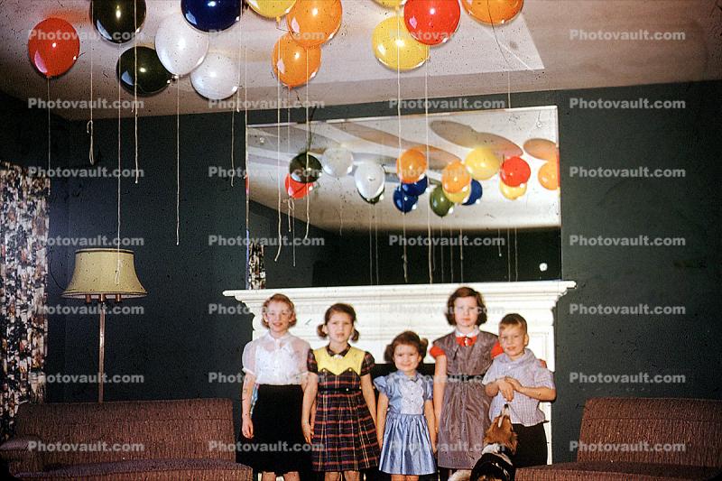 Girls, Mirror, Balloons, 1950s