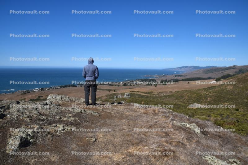 Man Overlooks the Sonoma County Coastline