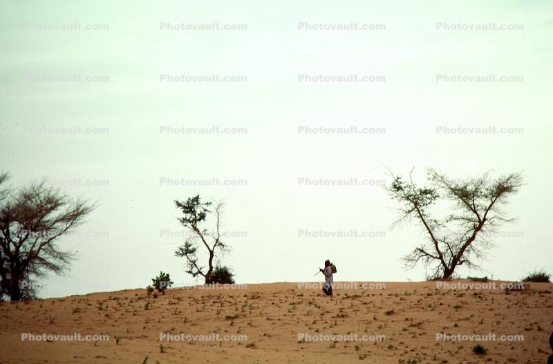 Man Walking in the Arid Desert