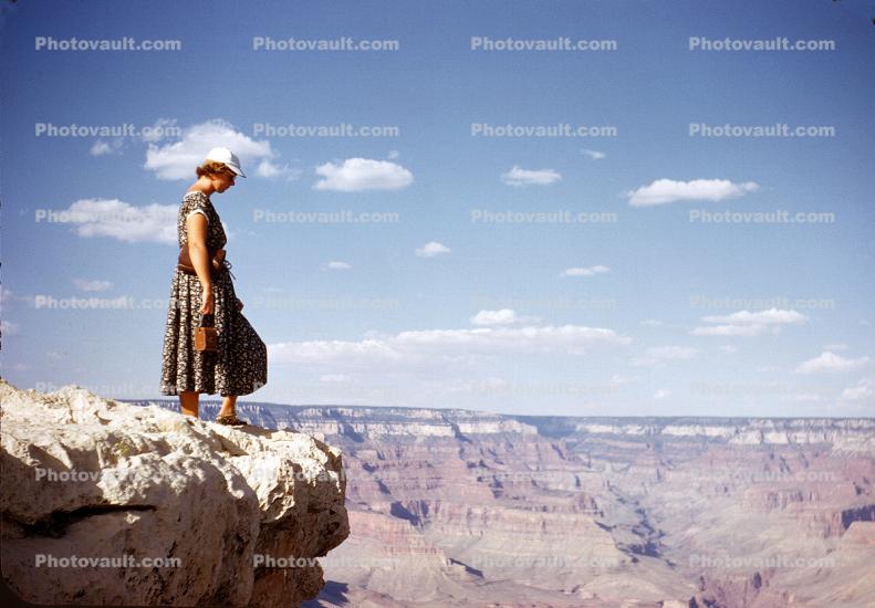 Woman Stands over the Grand Canyon and Contemplates, 1940s