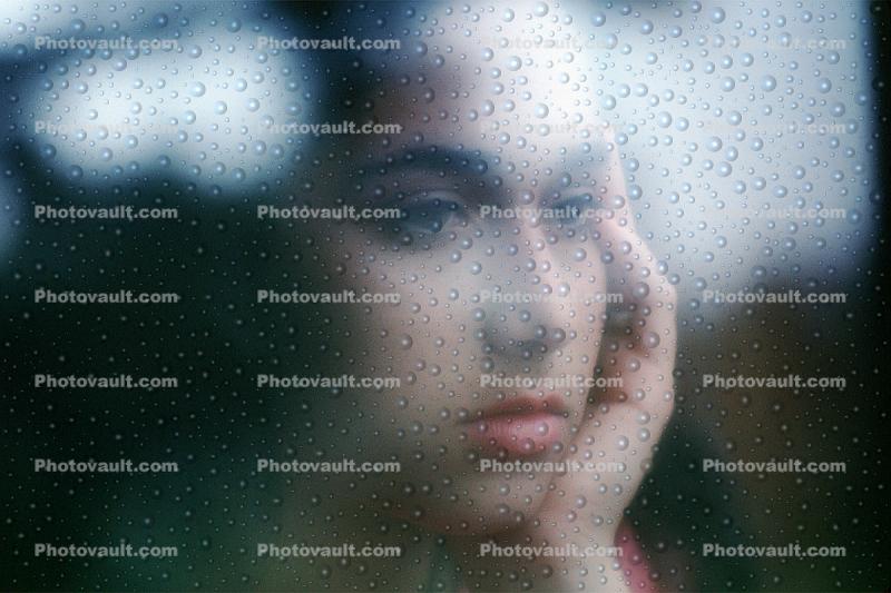 raindrops with a reflective girl