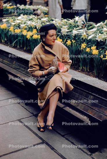 Woman Sitting in Manhattan, Daffodil, 1940s