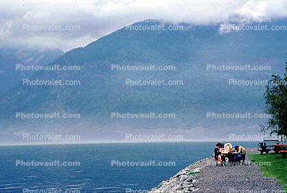 Picnic Table, family, lake, mountains, lakeshore, Vancouver, Canada