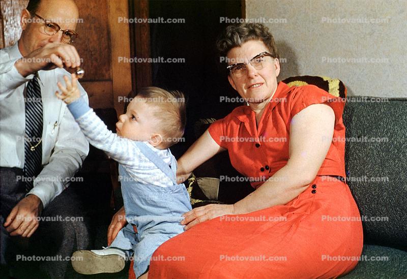 Grandpa, Grandma, Grandson, David, 1950s