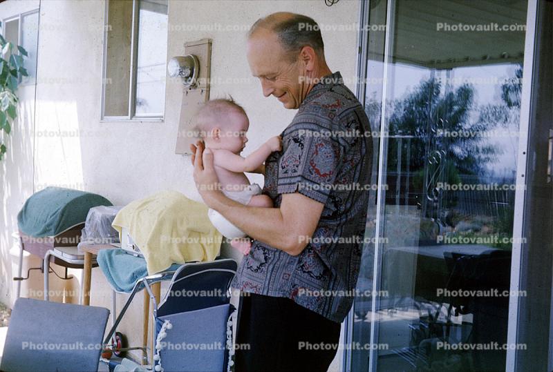 Father, Baby, Backyard, Diaper, Boy, March 1966, 1960s