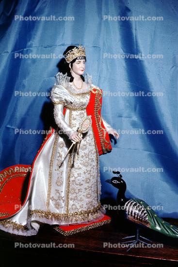 Queen, Crown, Peacock, Female, Dress, Victorian Porcelain Doll