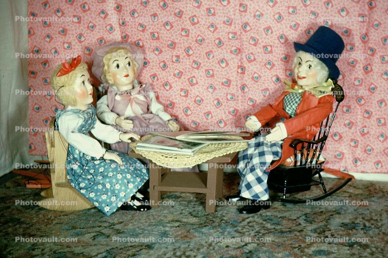 Heidi Clara and Tutor, Lesson, diorama, 1950s