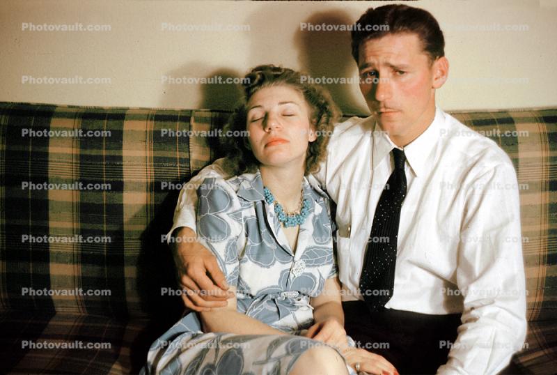 Couple on a Sofa, Woman, Man, 1940s