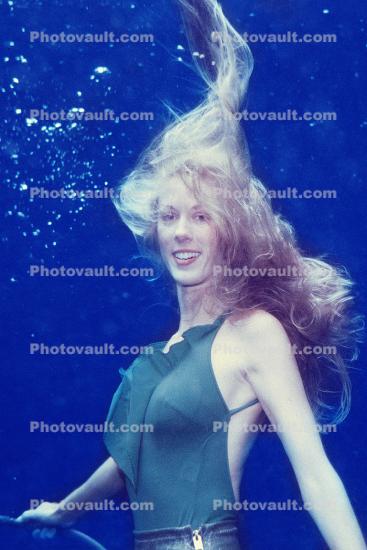 Blonde, Smiling Underwater Woman