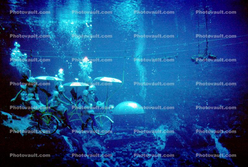 Riding a bicycle underwater