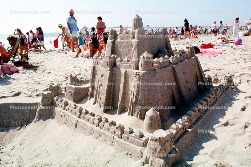 Pier, Flag, Sand Beach, Castle, Tower of Babel