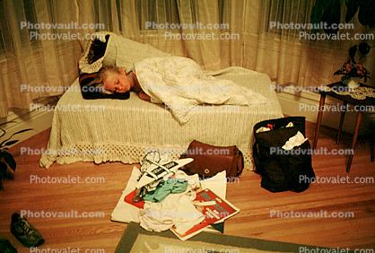 Sleeping Girl, blanket, bed, Sausalito, California