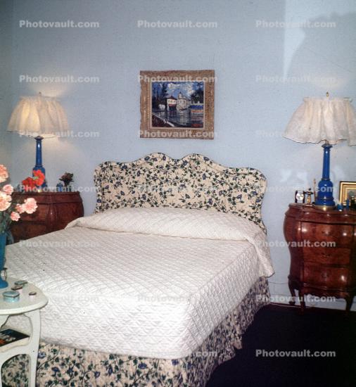 Bed, lampshade, Lamp, Sheet, Frame, Picture-Frame, 1940s