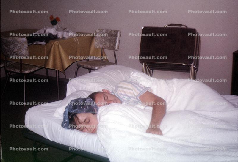 1950s housewife, 1950s, Man, Male, Sleeping, Blanket, Woman