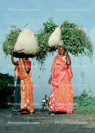Woman Carrying a bushel