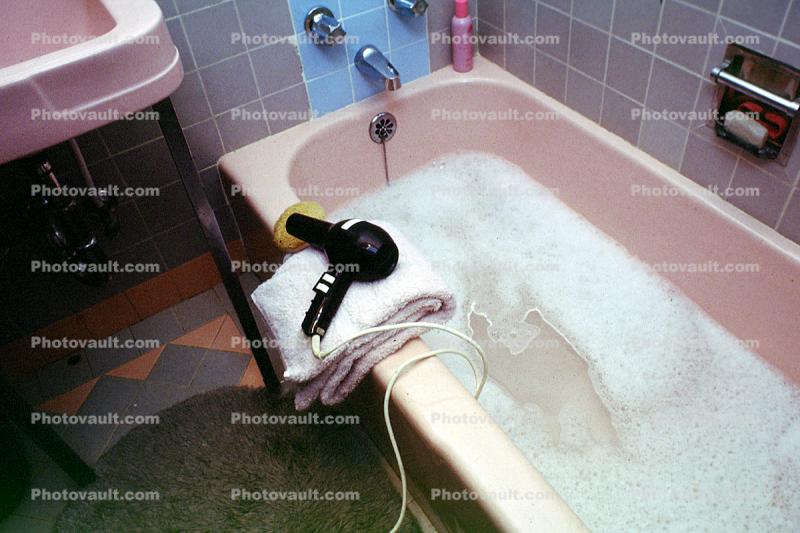 Sink, Water, Hair Dryer, soap, Bath Tub, hazard
