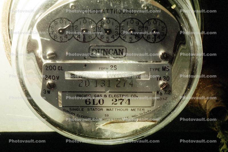 Duncan power meter, amp meter, Single Stator Wathour Meter, Electric Power Meters, dials