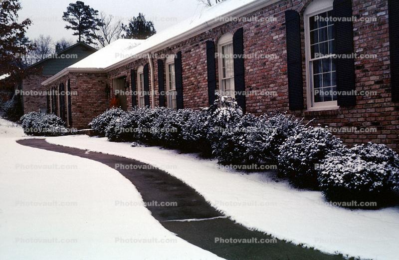 Home House, Path, Ice, Snow, Cold, Brick