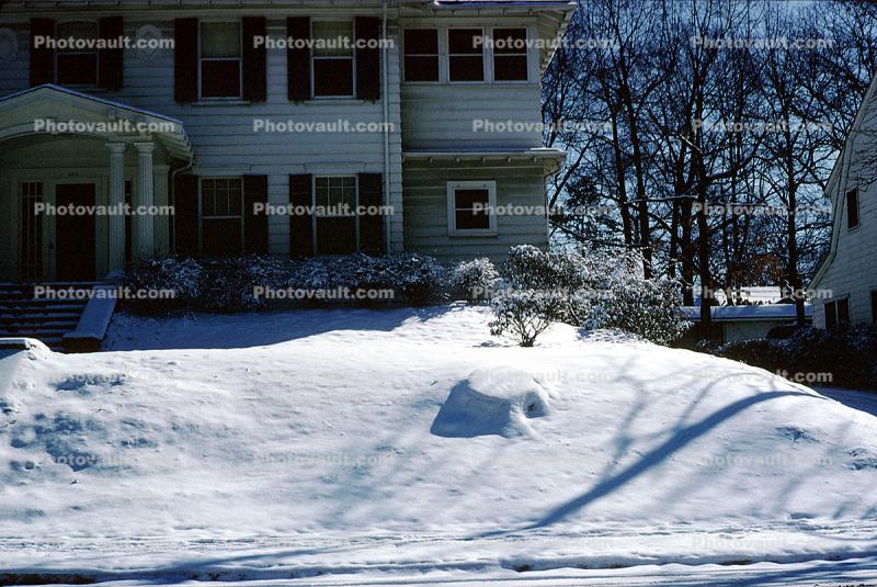 Snow, sidewalk, snow, stump, home, house