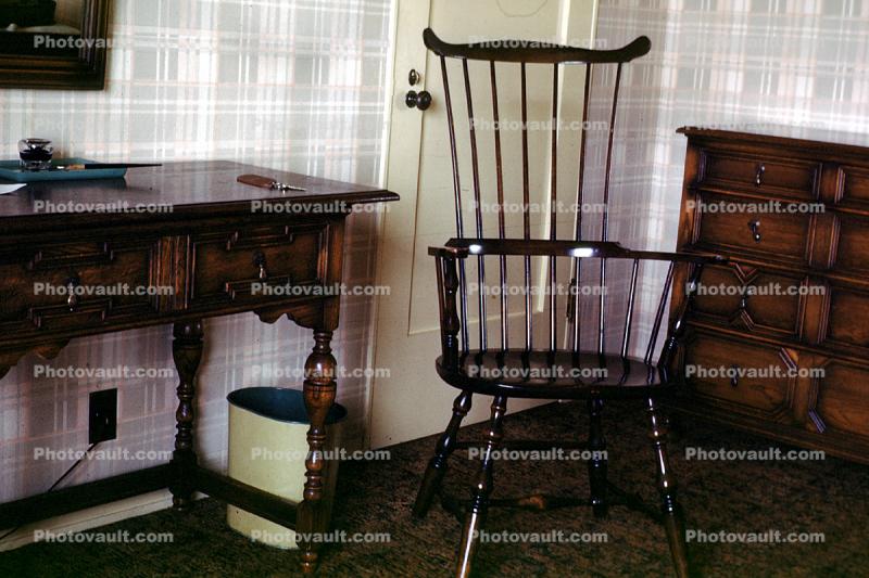 Table, Trash Can, Wall, Door, Chair, 1940s