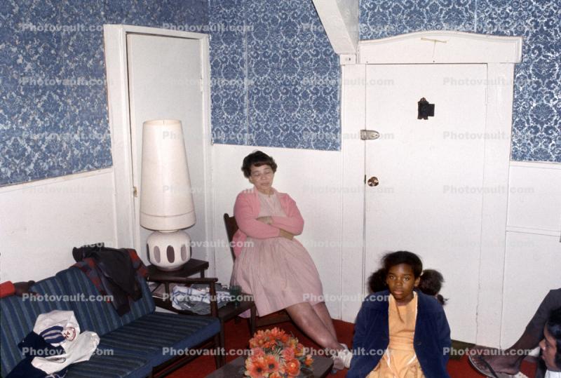 People Watching Television, Woman, Girl, Living Room, 1950s