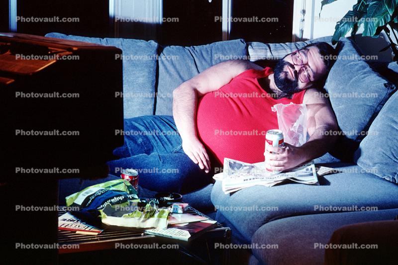 man, male, watching tv, sleeping, Masculine, Person, Adult, couch potato, San Francisco, California
