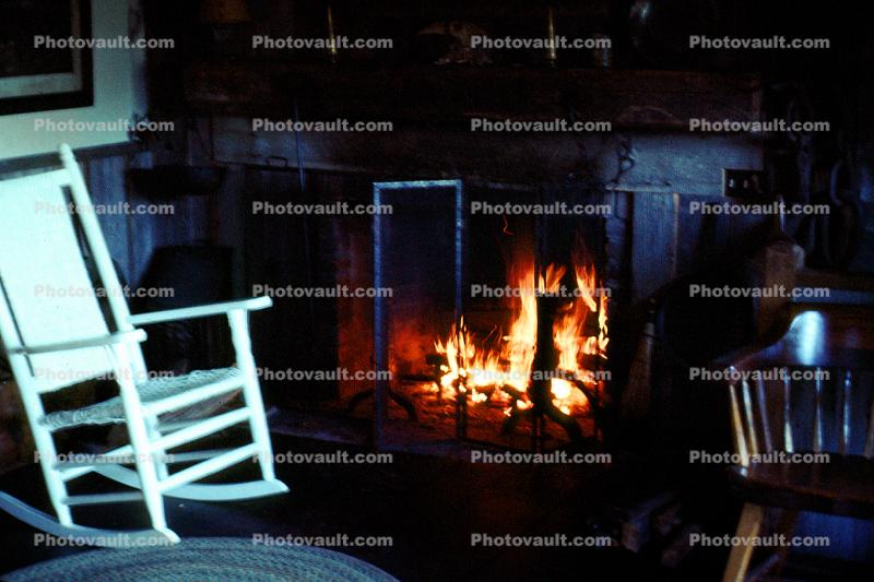 fireplace, rocking chair
