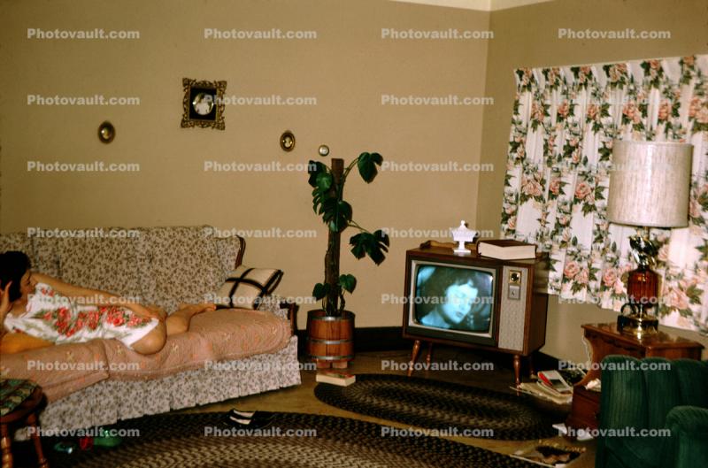 Woman Watching Television, couch