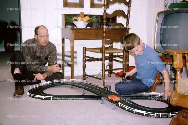Slot Car Racing, Father, Son, television, 1960s