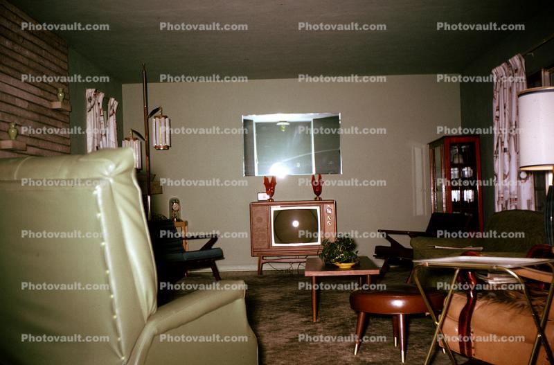 Television, mirror, chairs