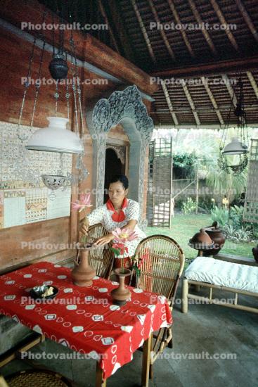 Woman, Vase, Table, Bali