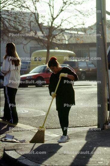 Broom, Woman, Sweeping, Cleaning, Sweeper