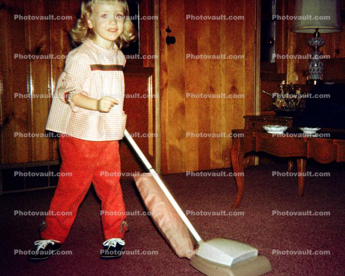 Vacuum Cleaner, girl, playing