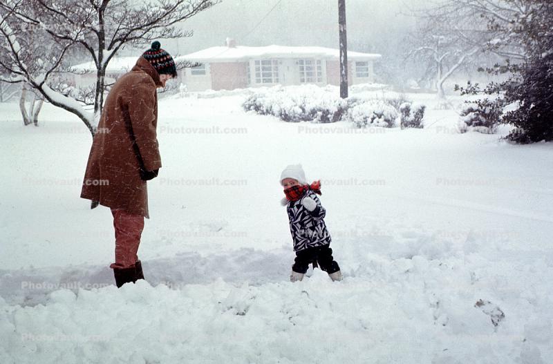 Girl with a Snow Shovel, clearing snow, 1950s