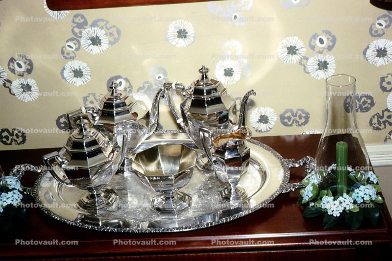 Silverware, Teapot, Spoons, Plater, May 1964, 1960s