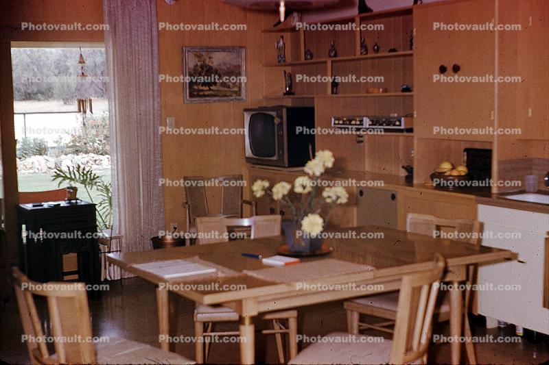 Dining Room Table, Television, TV, 1960s