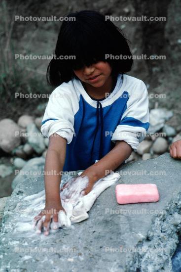 Little Girl, Washing, Soap