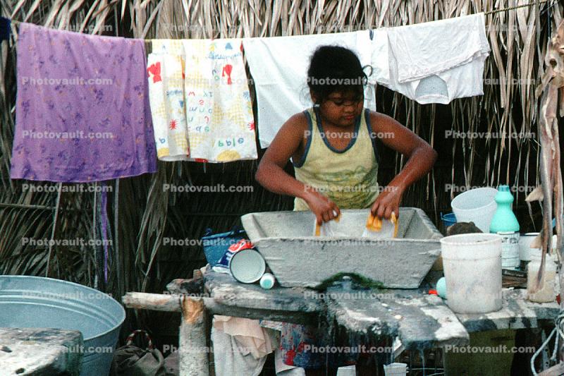 Girl, Washing Clothes, Washingline, Punta Mita