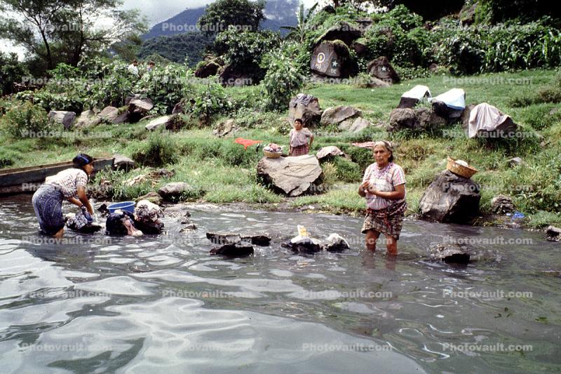 Women Washing Clothes, River, pollution