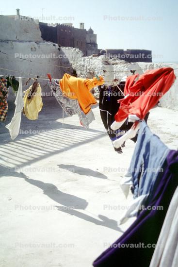 clothesline, Clothes Line, Hanging clothes, drying, Washingline, Essaouira, Morocco
