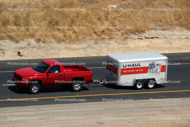 U-Haul Trailer, pickup truck