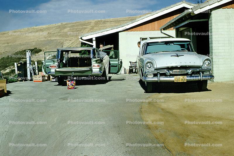 Plymouth, Chevy Impala Station Wagon, La Mirada, California, 1950s
