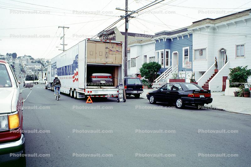 Semi-trailer truck, boxes, box, hand cart, Semi